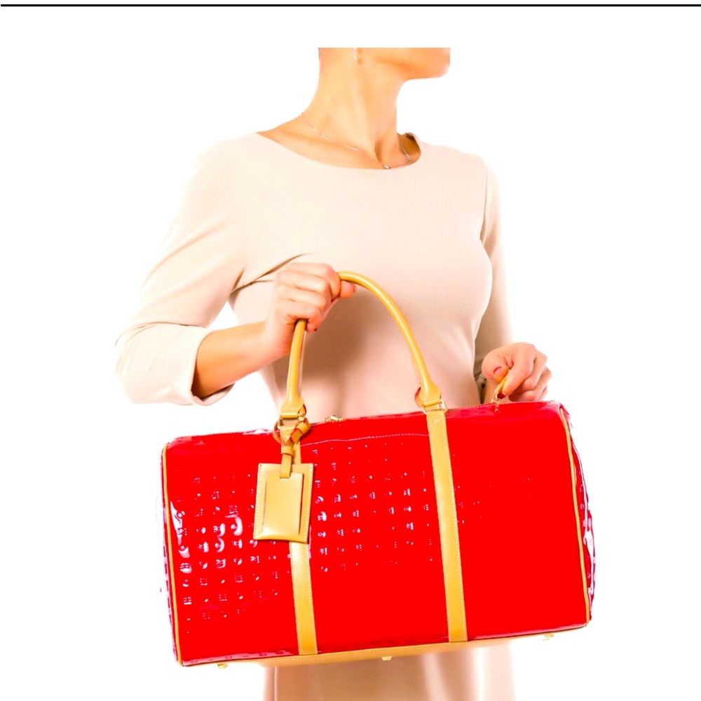 Arcadia Red Patent Leather Weekender bag